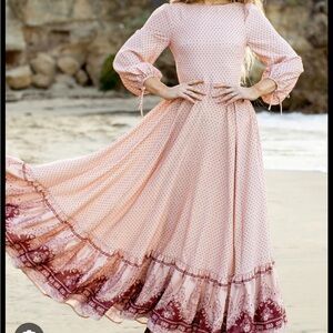 Joyfolie Blush and Burgundy Maxi Dress